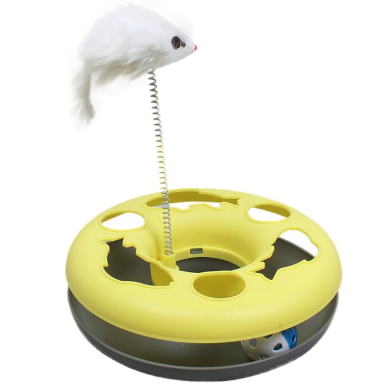 Toys For Cats Colo Colo Interactive Cat Training Toy Games For Cats Mouse Goods Single Layer Plate Turntable Cat Supplies: Yellow