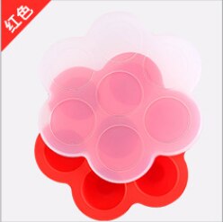 1 pièces silicone vaisselle quatre trous sept trous sain multi couleur simple et pratique enfants spécial boîte alimentaire supplémentaire: Red 7 holes