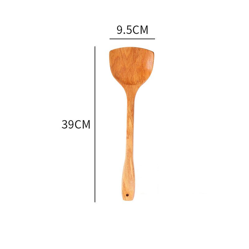 1pc non-stick panne naturlig tre turner tre spatel tre spade tre suppe skje kjøkkenverktøy kokekar ris skje servise: 39cm