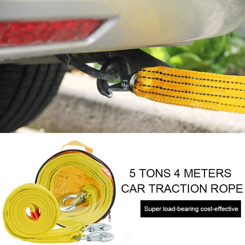 Câble de remorquage de voiture robuste de 4m, 5 tonnes, avec loquet de sécurité, sangle de traction, crochets pour Van, récupération sur route, pratique