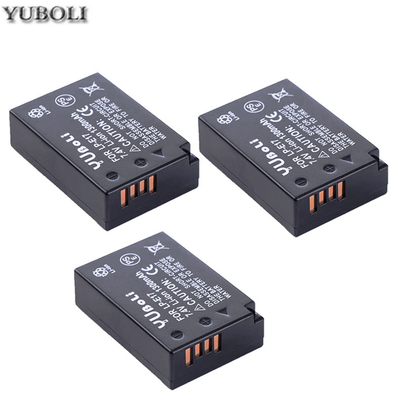 4x7,4 v 1300mah batería LPE17 LP E17 LP-E17 batería para Canon EOS 200D M3 M6 750D 760D T6i T6s 800D 8000D beso X8i cámaras: 3battery