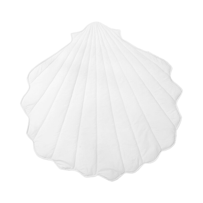 Alfombra de algodón para gatear para bebé recién nacido, manta con forma de concha, alfombra de juego para gatear, decoración para habitación de niño y Chico: Blanco