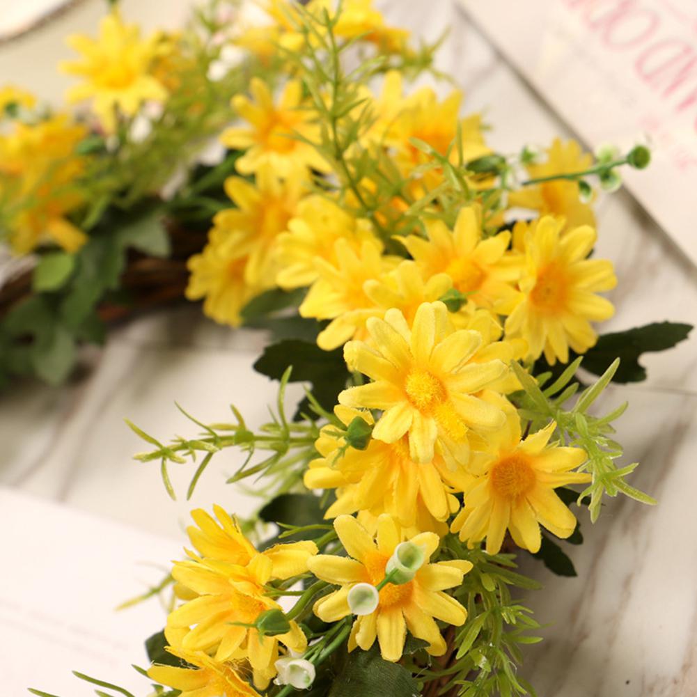 Kunstig daisy blomsterkrans hjem dør krans til bryllupsfest hængende vedhæng dekoration