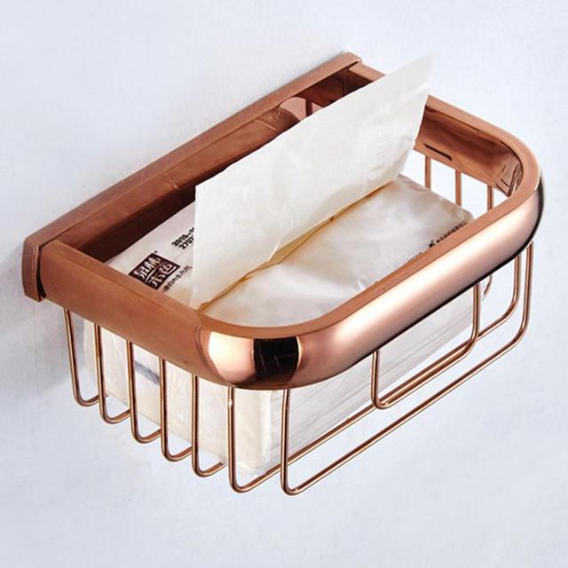 Biggers-Juego de accesorios de baño de cobre rosa de lujo, soporte de papel, barra de toalla, jabonera, soporte para vaso,: soap basket