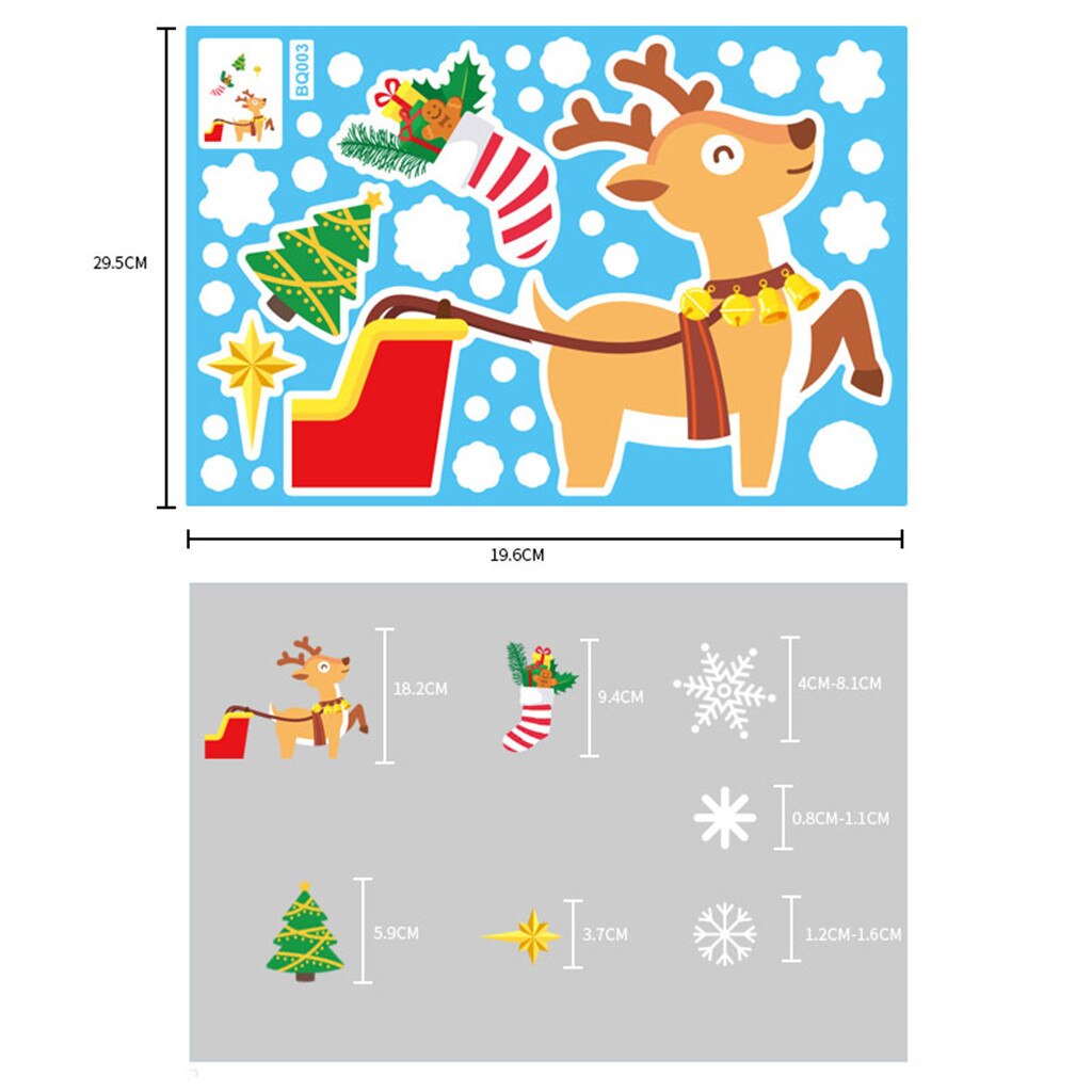 Christmas Electrostatic Stickers Snowflake Elk Set Door Window Glass Stickers Snowman Home Decor Decal Adhesive Year Glass: C