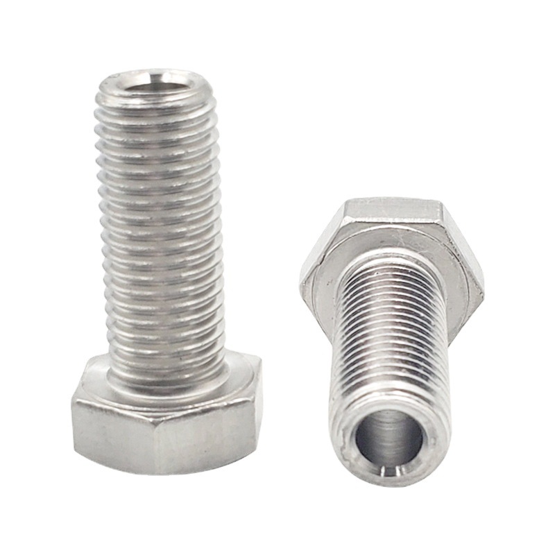 Tornillo hueco de acero inoxidable 304, perno Hexagonal externo especial, máquina de roscado, tornillo de agujero pasante