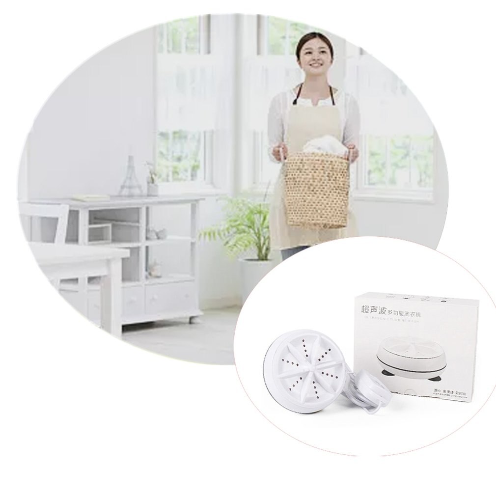 Mini Ultrasone Wasmachine 3-In-1 Multifunctionele Turbo Roterende Wasmachine Ultrasound Circulatie Schoonmaken