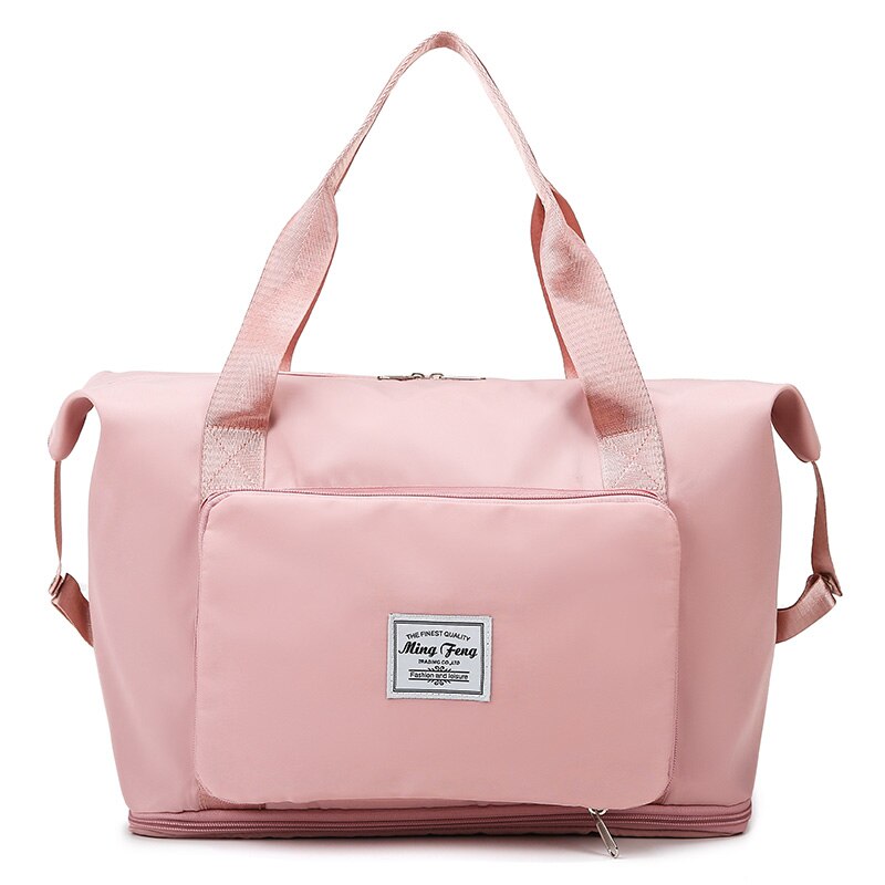 Large capacity foldable travel bag for women, multi-functional waterproof duffle bag, unisex sports gym handbag, storage tote bag: Pink