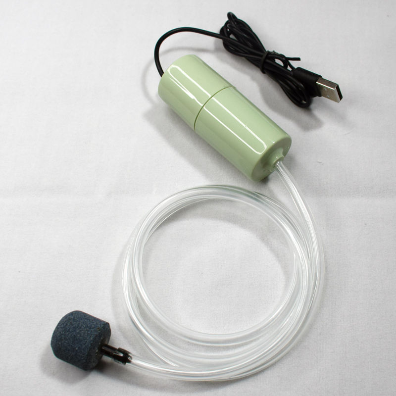 Convenient USB Oxygen Pump Fishkeeping Compressor for Aquarium 12v Water Pump Aquarium Fish Bubbles for Aquarium Accessories: Single-tube green / small fish tank
