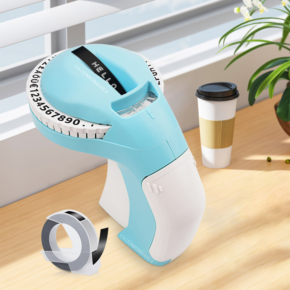 3D Embossing Typewriter B90 Manual Labeller Handheld Label Printer Similar as Dymo 12965 Labeling Machine or 3PK Label Tapes: K