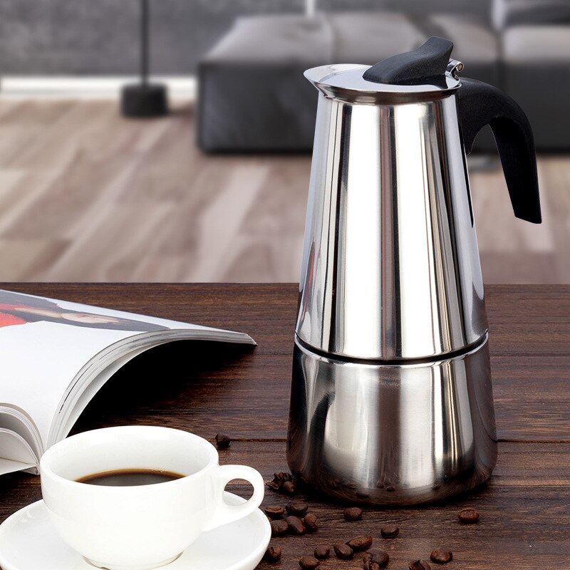 Koffiezetapparaat Pot Roestvrij Staal Mokka Espresso Latte Kookplaat Filter Moka Koffiezetapparaat Koffie Pot Voor Keuken 2/4/6/9 Cups