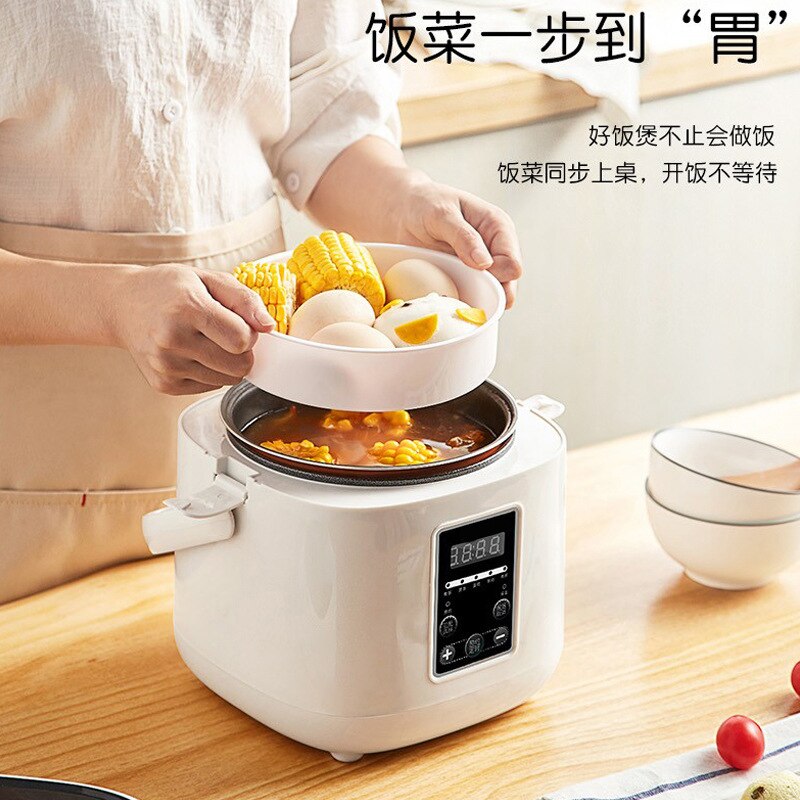 Multifunksjon 2l mini riskoker 220v 400w smarthus kjøkken elektrisk matte dampkoker 24h avtale til 1-3 personer: A4 / Eu