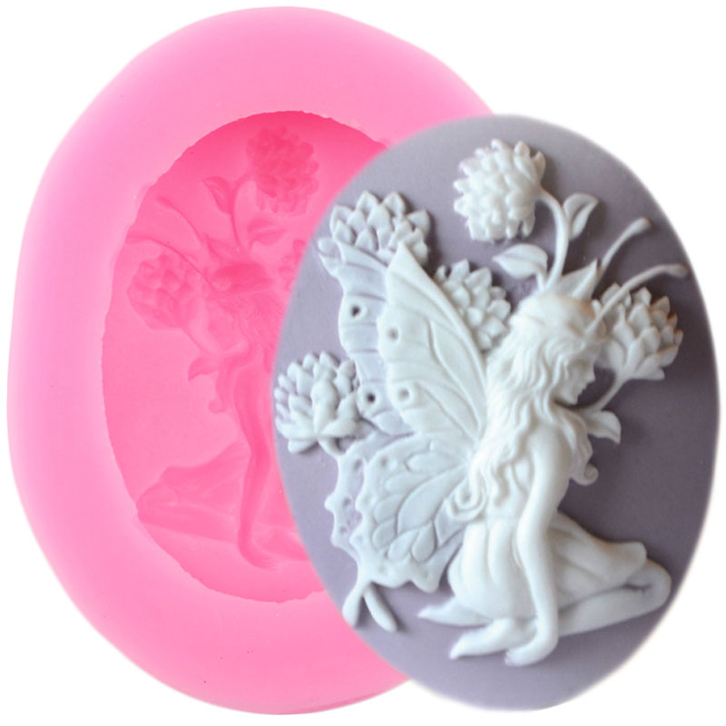 Fai da te angelo fata cammeo stampo in Silicone strumenti per decorare torte cornice ovale Cupcake Topper fondente caramelle cioccolato sapone stampi in resina