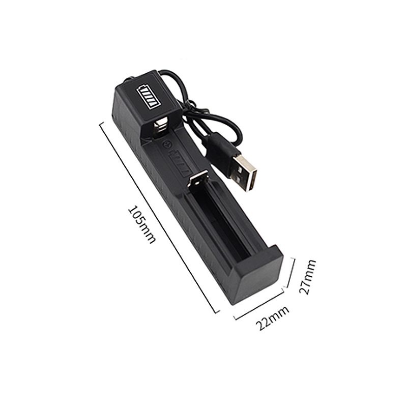 Cargador de batería 18650, 1 ranura, carga 18650, cargador USB de batería de litio recargable de 3,7 V para 16340 14500 18650 26650