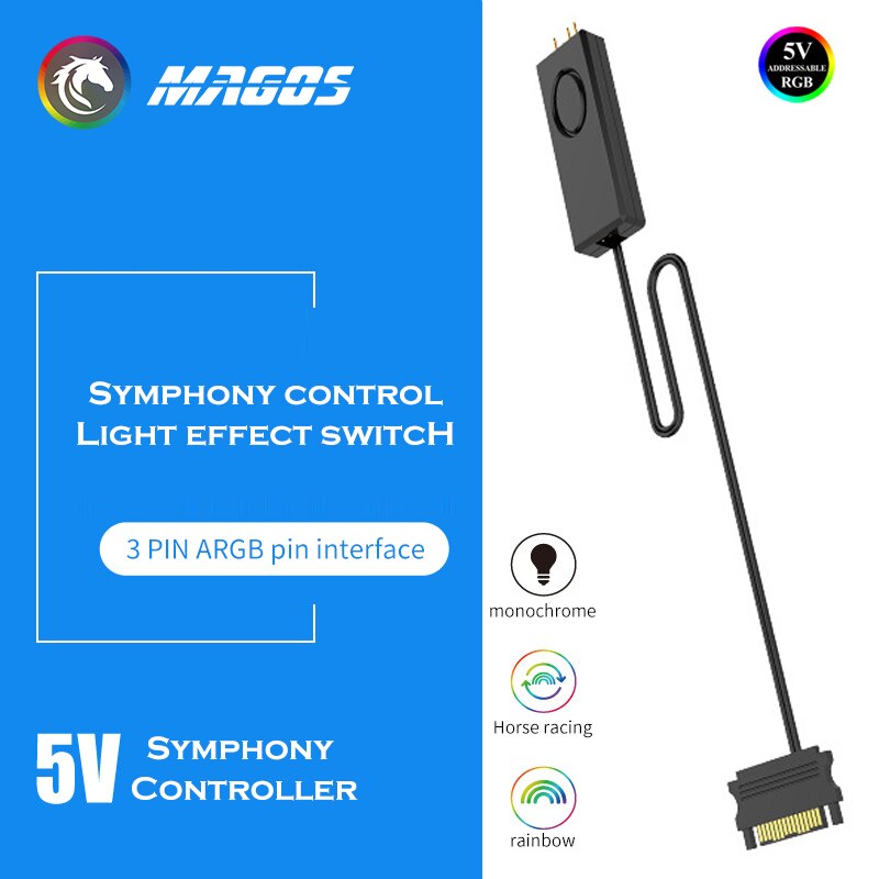 5V ARGB Controller Devices, Manual Control To achieve Monochrome /Rainbow / Flashing RGB Effects, SATA power supply RC01