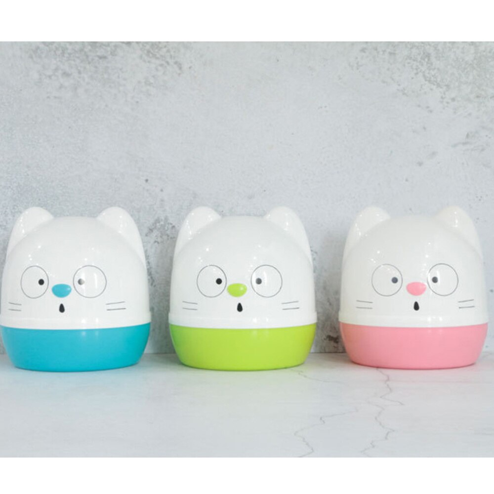 1pc Roll Paper Storage Container Holder Cartoon Toilet Tissue Box Round Shape for Home (White + Green)