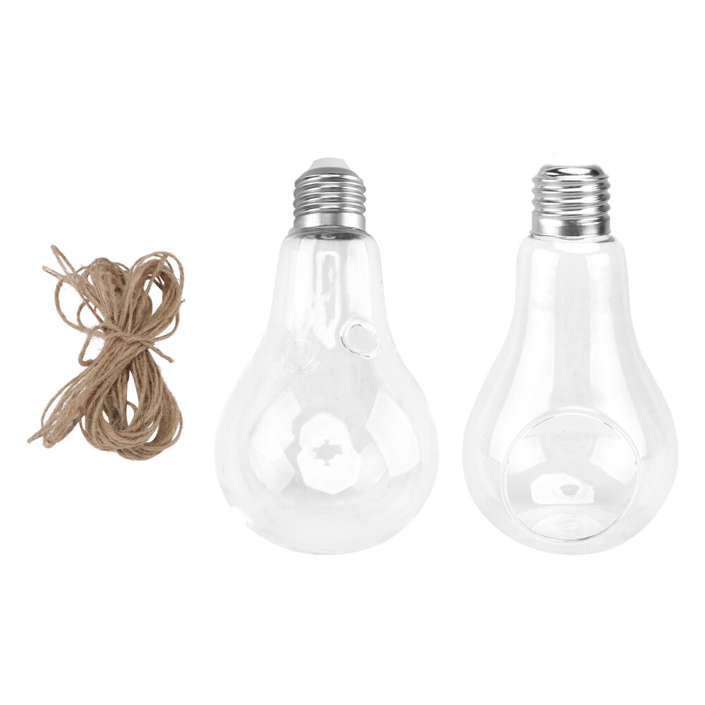 2pcs Light Bulb Shape Glass Hanging Vase Hydroponic Hanging Vase for Home: Default Title