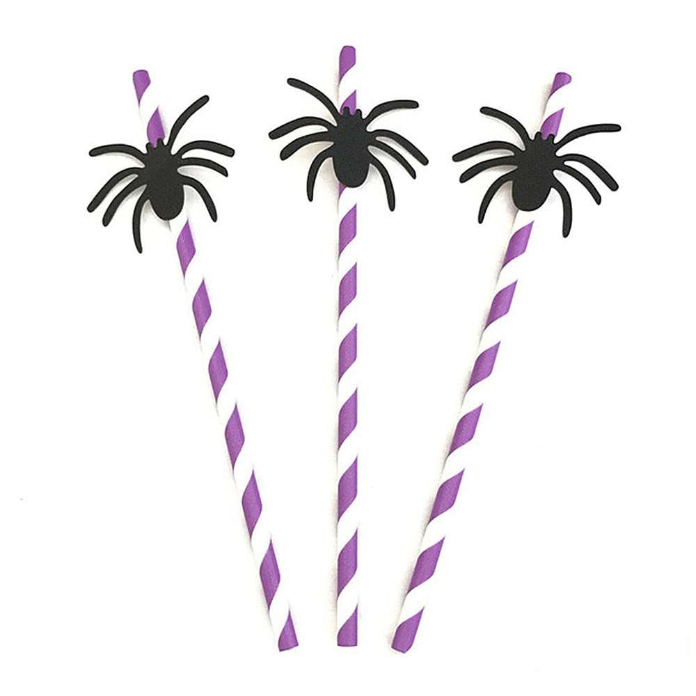 50 stuks halloween papieren rietjes horror spin pompoen vleermuis papieren drinkrietje halloween feestdecoratie doe-het-zelf grappige rietjes