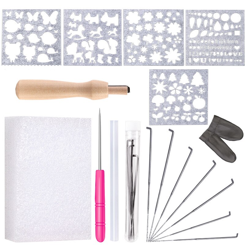 Fenrry DIY Felting Tools Handmade Felt Kit with Needle Craft Kit Scissor Awl Wool Felting Weaving Needlework Spinning Tools: Type 1