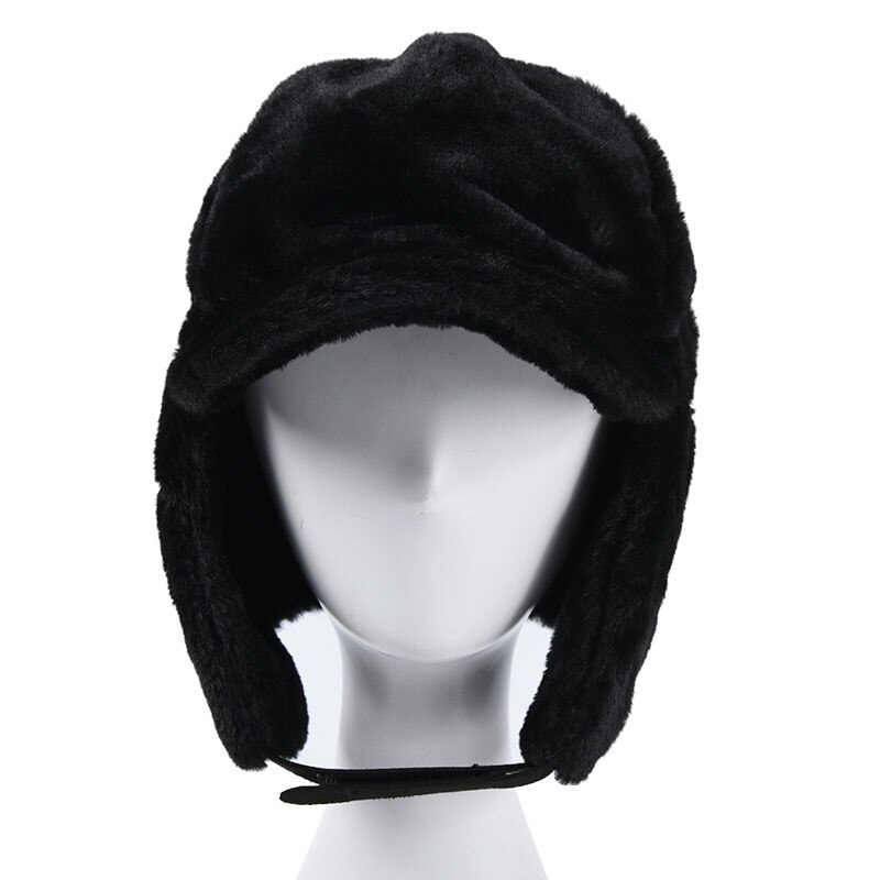 Gorro de esquí cálido para mujer, gorro de esquí cálido para Snowboard al aire libre, gorra de esquí de Color sólido a prueba de viento y piel de conejo de terciopelo, novedad de invierno de: Negro