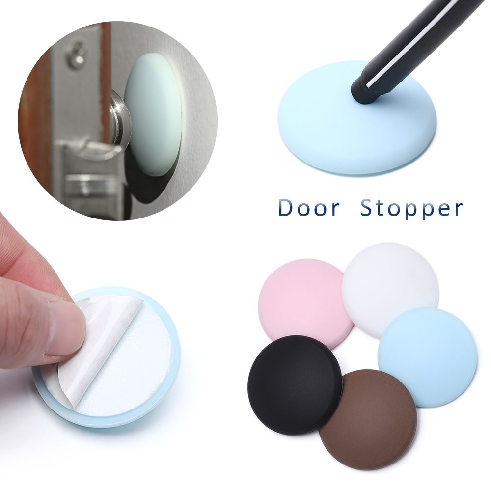 Pomo de puerta de silicona, pegatina antideslizante, tope de manija de puerta, Protector de pared, autoadhesivo