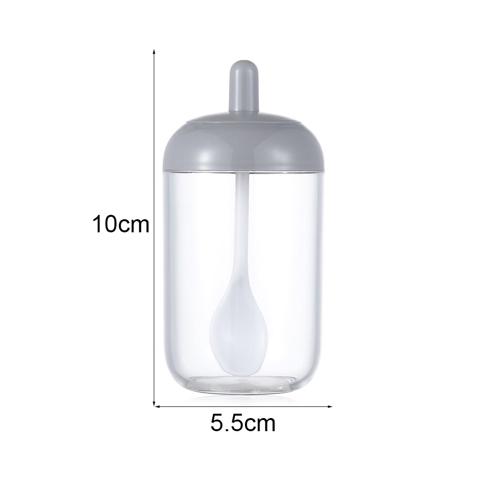 Kitchen Plastic Condiment Bottles Spice Jar With Spoon Kitchen Seasoning Salt Oil Coffee Beans Container Home Paprika Storage Bo