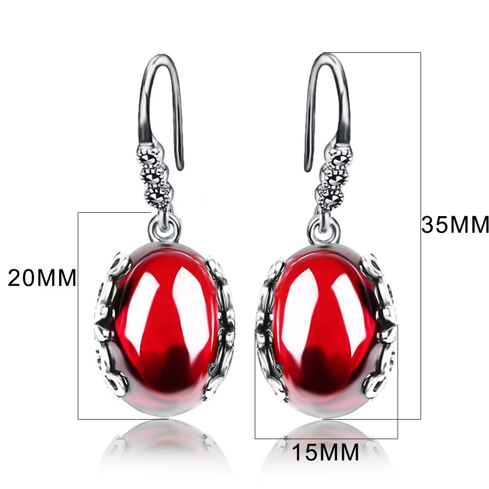 JIASHUNTAI Retrò Orecchini D'argento per Le Donne Dell'annata Rosso Giallo Pietre Preziose con 925 Sterling Silver pendientes Gioielli indiani