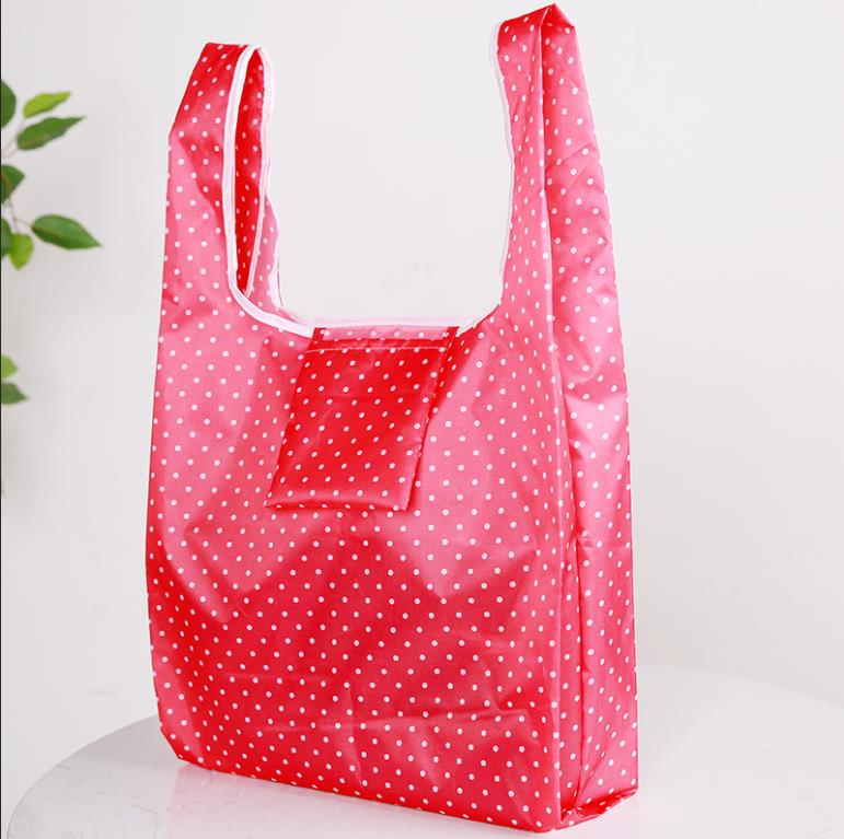 Green Foldable Reusable Eco Shopping Bag Flower Tote Folding Pink Flamingo Pocket Pouch Handbags Storage Bags: FB RED