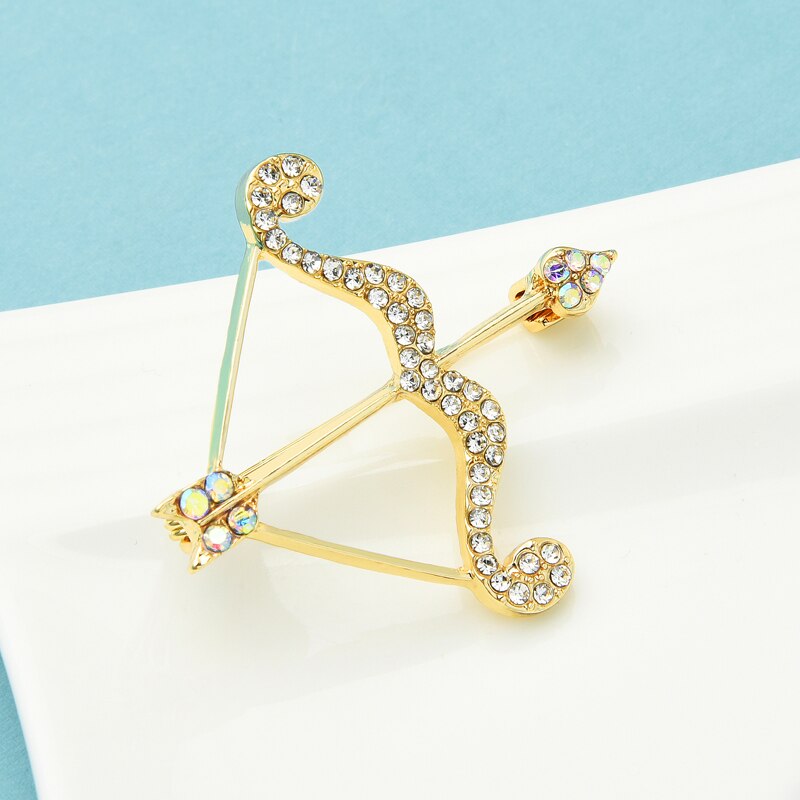 Wuli&baby Rhinestone Bow And Arrow Brooches Women Unisex Party Casual Brooch Pins