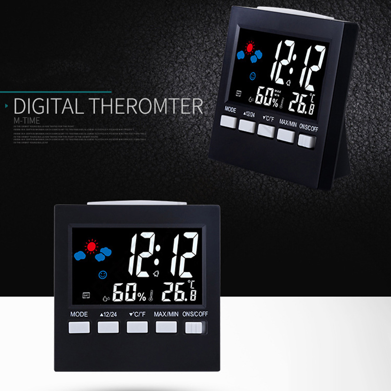 LED Weather Clock Coice-activated Alarm Clock Thermometer Household Color Screen Perpetual Calendar Electronic Alarm Clock