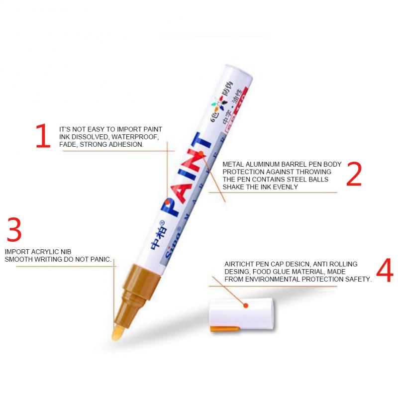 DIY Album Black Card Metal Pen Touch Up Pen Tire Pen Lacquer Oil Pen Auto Rubber Tyre Tread Metal Permanent Paint Marker: gold