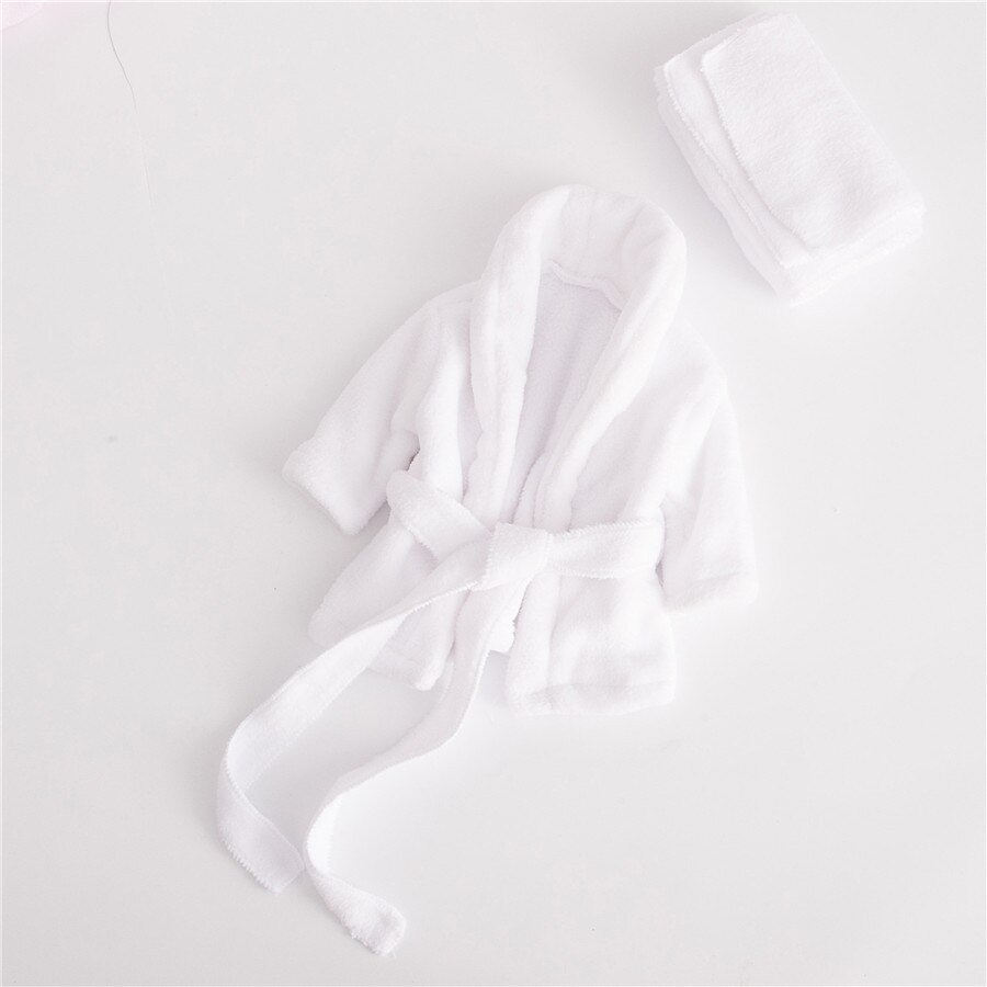 Peignoir de nuit pour enfants, ensemble 2 pièces, pour garçons et filles de 0 à 6 mois, vêtements de photographie, en pur coton épais, blanc, rose, été: White / M 3-6M