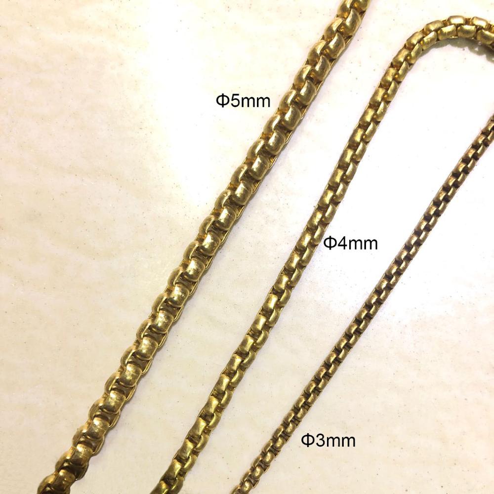 3mm Diameter original raw Solid Brass BOX chain Link Chains Metal Cords for Diy Accessories handmade Making