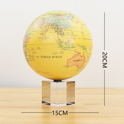 Globe tournant qui ne s&#39;arrête jamais, machine à mouvement perpétuel, carte du monde, décoration de salle,: yellow with bracket