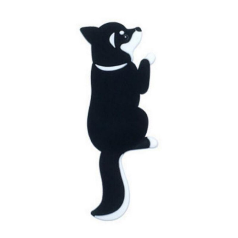 Lindos ganchos de cola para perros, ganchos de Metal para puerta de pared de cocina, ganchos para llaves, decoración magnética para puerta de baño: Black