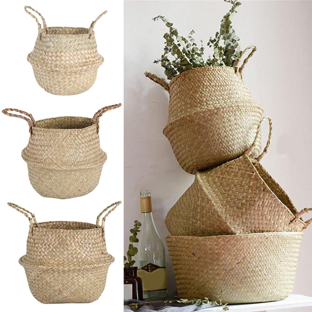 Cesta de cestería de ratán para plantas colgantes, maceta para plantar flores, Cesta para la colada, Mimbre para jardín casero decorativo