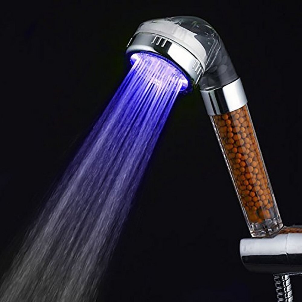 Pressurized water saving Big rain LED shower Head Baby shower filter Anion Temperature Sensor RGB color