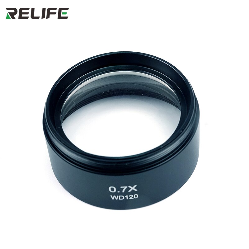 RELIFE 0.5X 0.7X Trinocular microscopio estéreo auxiliar lente objetivo de la lente de cristal para piezas para microscopios accesorio lente Barlow