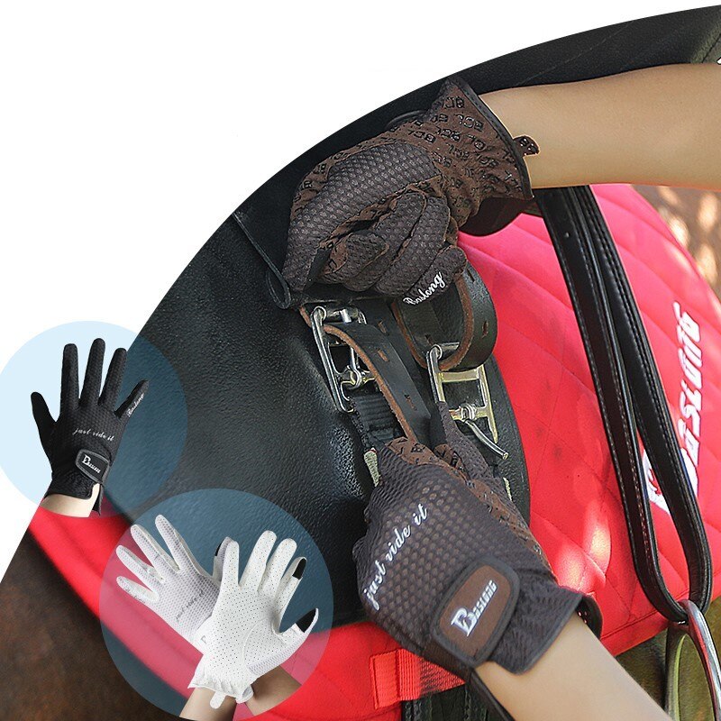 Unisex Summer Equestrian Gloves Touch screen Silicone Non-slip Mesh Breathable Riding Supplies Wear Spring Autumn Horse Harness
