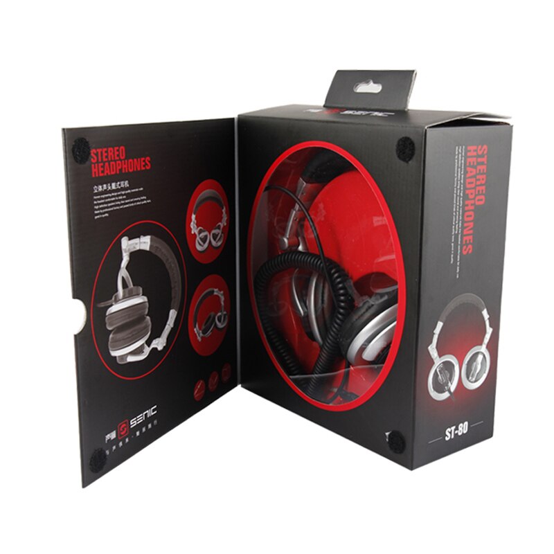 Senicc st -80 stereo studio näyttö kuulokkeet 3.5mm 6.3mm liitin dj kuulokkeet 2.5m jatkojohto gamer kuulokkeet dj: Laatikon kanssa