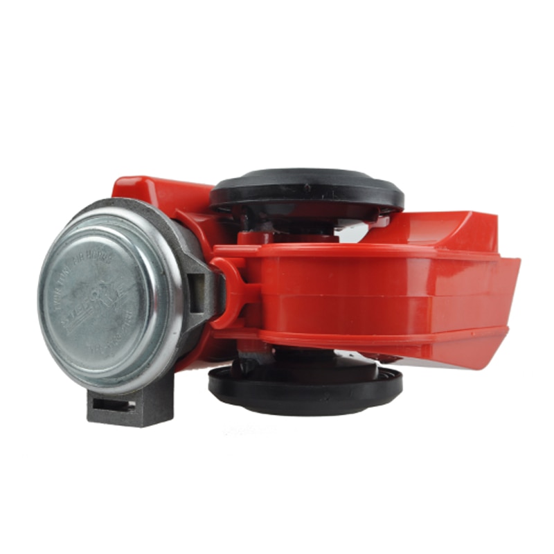 Twin Dual Tone Compact Air Loud Horn 12V 110-125db Compressor Red Motorcycle Horn