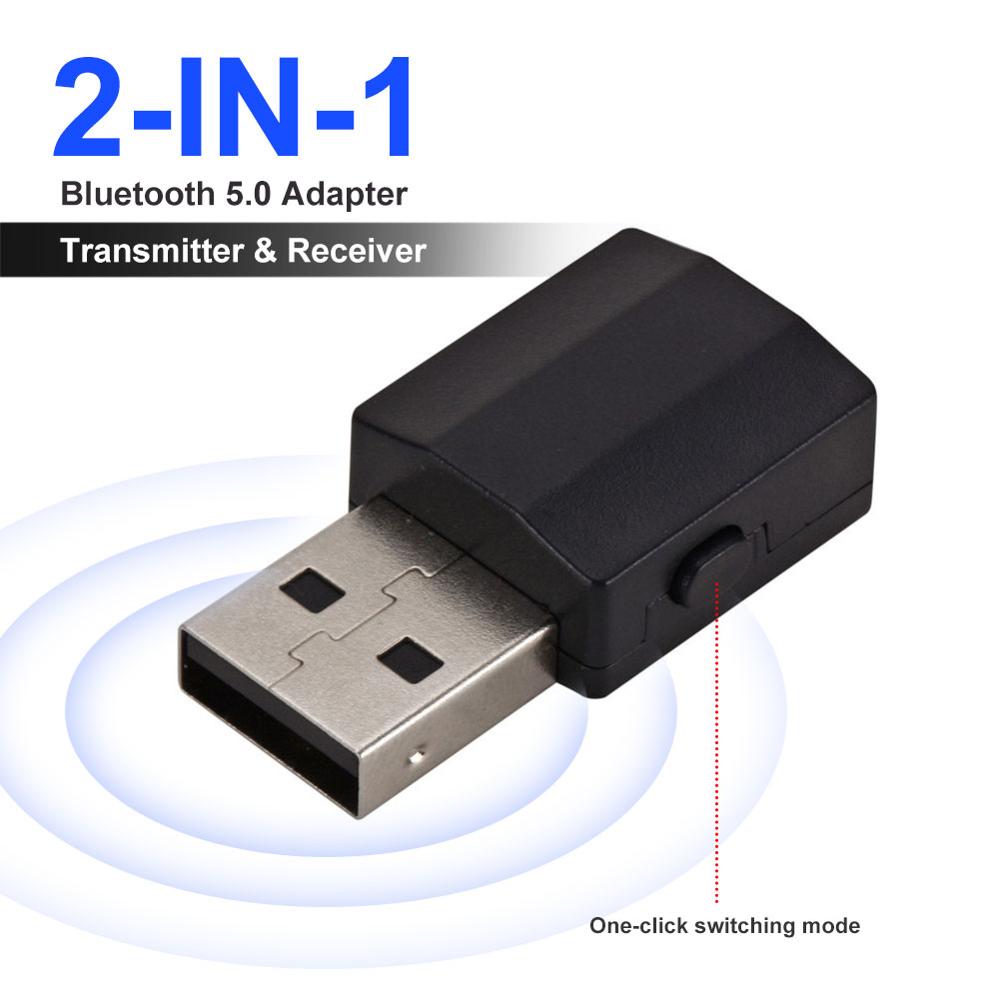 2 in 1 USB 3.5mm Bluetooth 5.0 Audio Adapter Transmitter Mini Bluetooth Receiver for TV/PC Car AUX Speaker