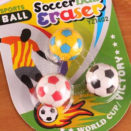 stationery football rubber beautiful sphere eraser football eraser soccer eraser: 3 small balls