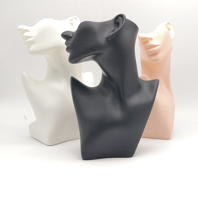 Plast hvit svart hudfarge halv ansikt mannequin hode til smykker vise
