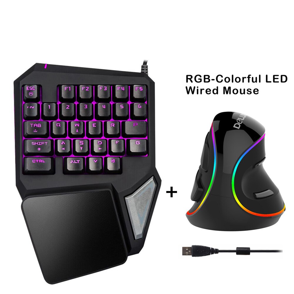 Delux souris filaire clavier Combos ergonomique simple main T9 Mini clavier de jeu avec optique M618 Kit de souris verticale pour ordinateur portable