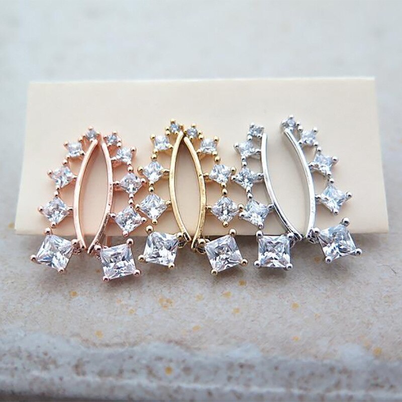 Pendientes de tuerca con forma de estrella para mujer, aretes de Zirconia blanca brillante, exquisita perla geométrica cuadrada de estrella, joyería de