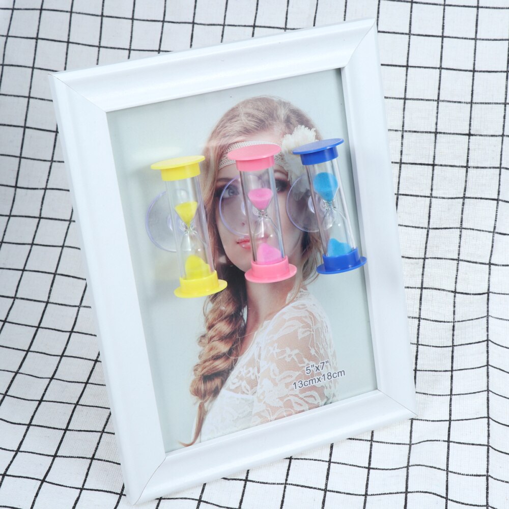 3pcs Three Minutes Hourglass with Suction Cup Removable Sandglass Children Brushing Timer Sand Clock Timers for Kids Games (3 Mi