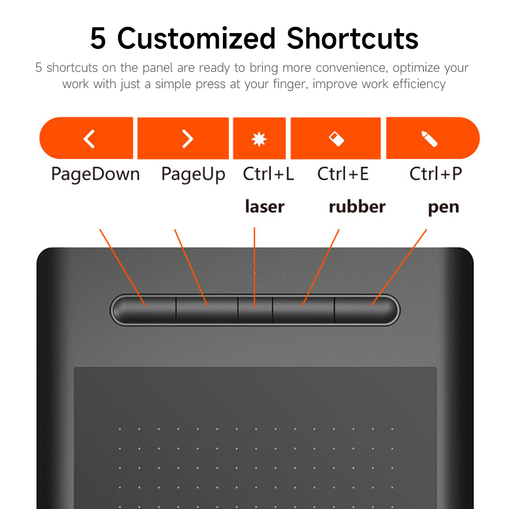 Tableta gráfica WP9625B, Tablet de dibujo con 8192 niveles de sensibilidad a la presión, resolución 5080LPI, 230PPS, velocidad de lectura, conexión 2,4G/BT