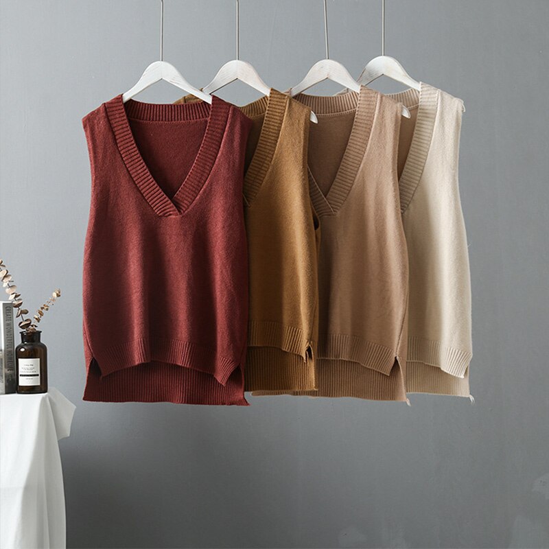 Maglione casuale primavera autunno donna gilet maglione di lana spessa e grezza maglia maglione fuori misura canotta femminile senza maniche grande superiore donna
