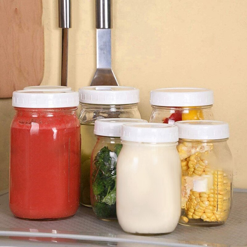 24 Count Canning Jar Lids Wide Mouth,Plastic Mason Jar Lids with Silicone Seals Rings Fits Ball/Kerr Jars, Leak-Proof